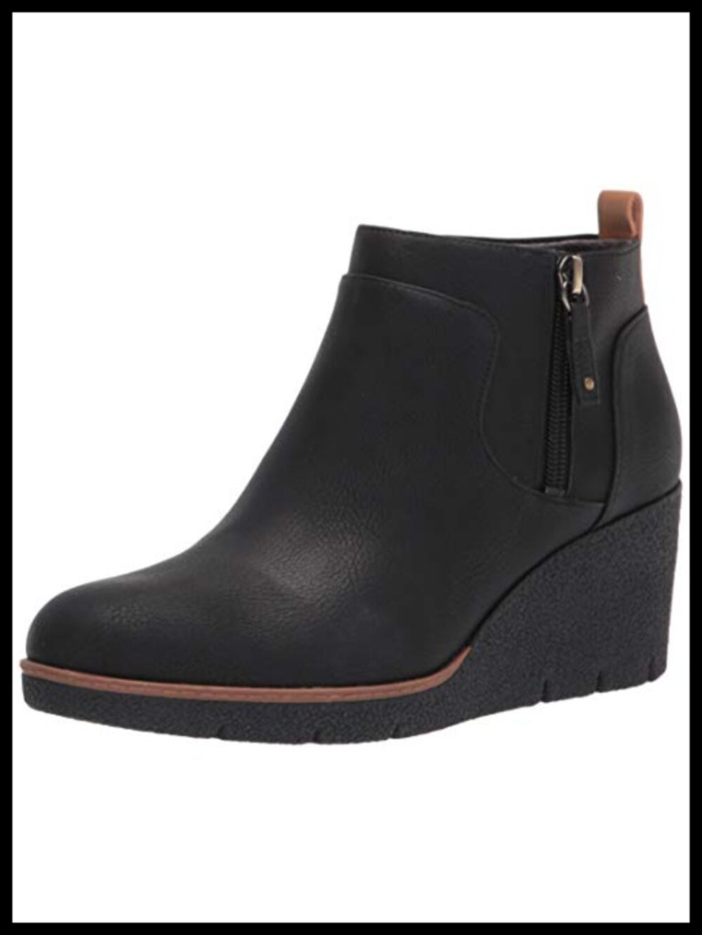 Faux Leather Ankle Bootie Wedge Heel Slip-On Zip